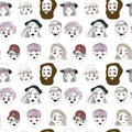 Types of different people. beautiful pattern with many portraits of modern, fashionable guys and girls